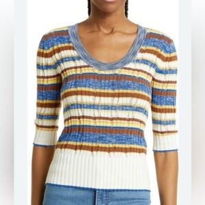 Veronica Beard Striped Knit Sweater Top — XS — Like New
